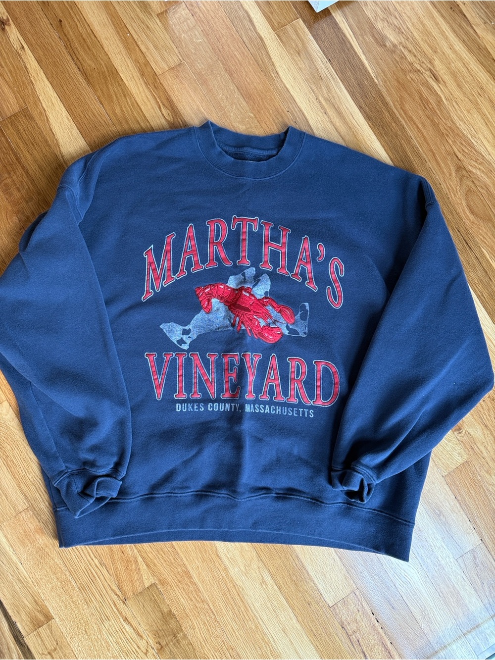 Abercrombie & Fitch Navy Crewneck with Red Graphic